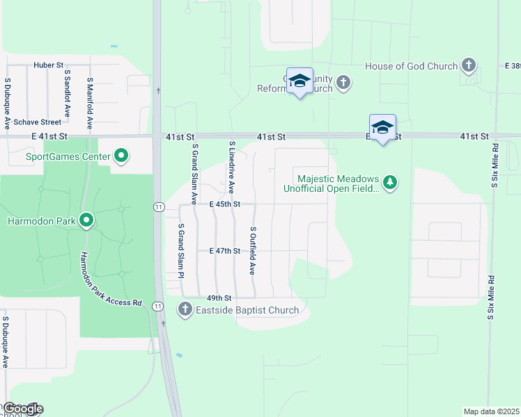 map of restaurants, bars, coffee shops, grocery stores, and more near 3514 South Outfield Avenue in Sioux Falls