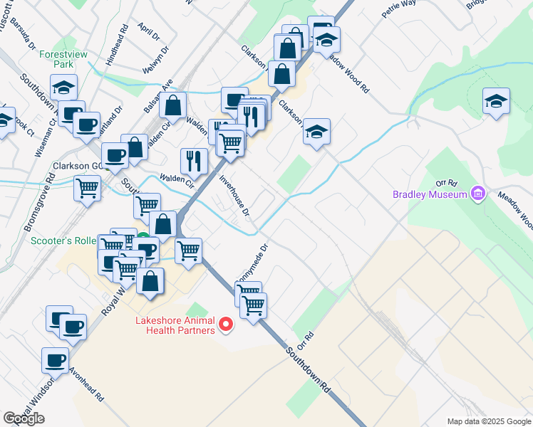 map of restaurants, bars, coffee shops, grocery stores, and more near 915 Inverhouse Drive in Mississauga