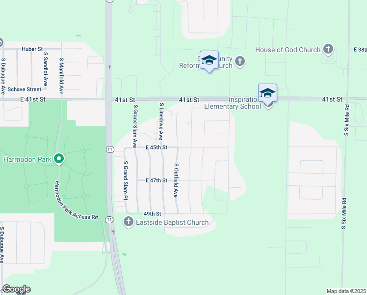 map of restaurants, bars, coffee shops, grocery stores, and more near 6610 East 45th Street in Sioux Falls