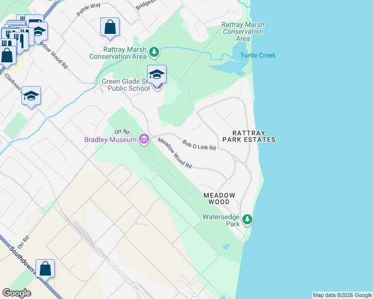 map of restaurants, bars, coffee shops, grocery stores, and more near in Mississauga