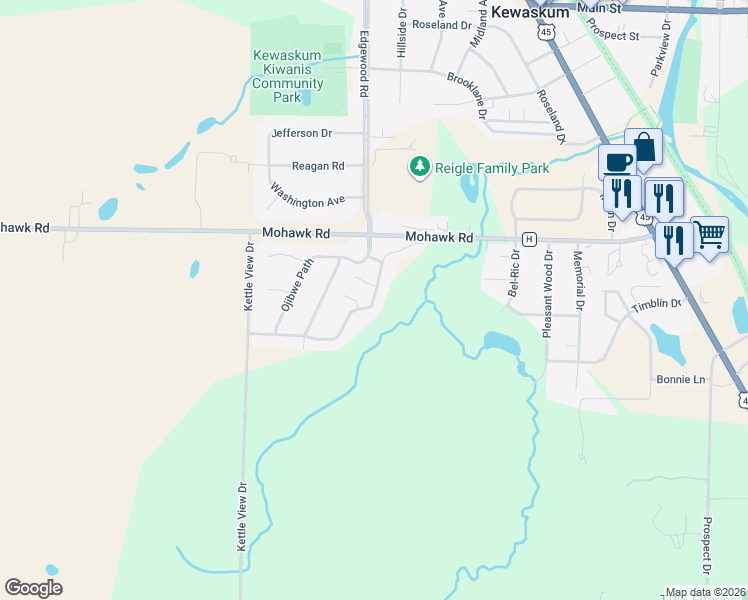 map of restaurants, bars, coffee shops, grocery stores, and more near 825 Prairie Gardens in Kewaskum