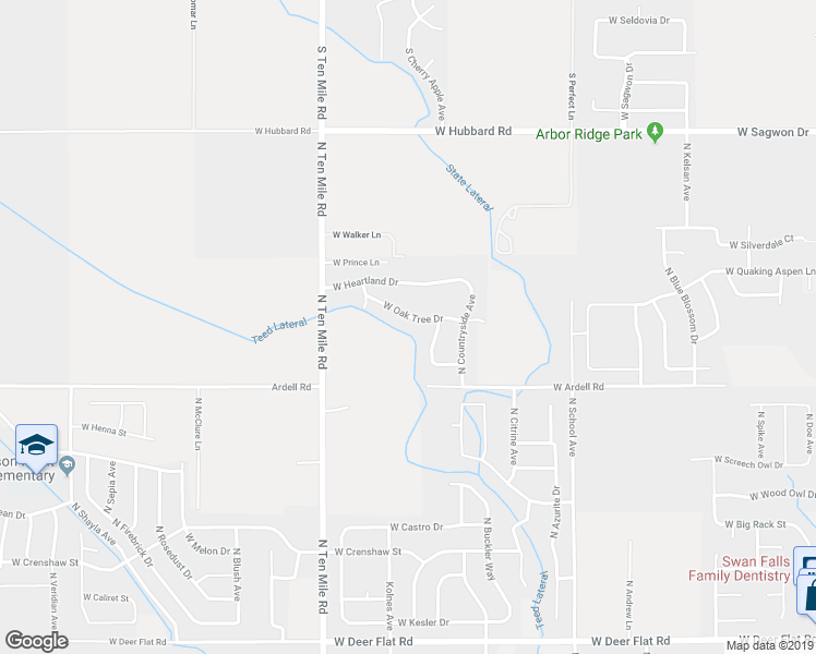 map of restaurants, bars, coffee shops, grocery stores, and more near 1329 West Oak Tree Drive in Kuna