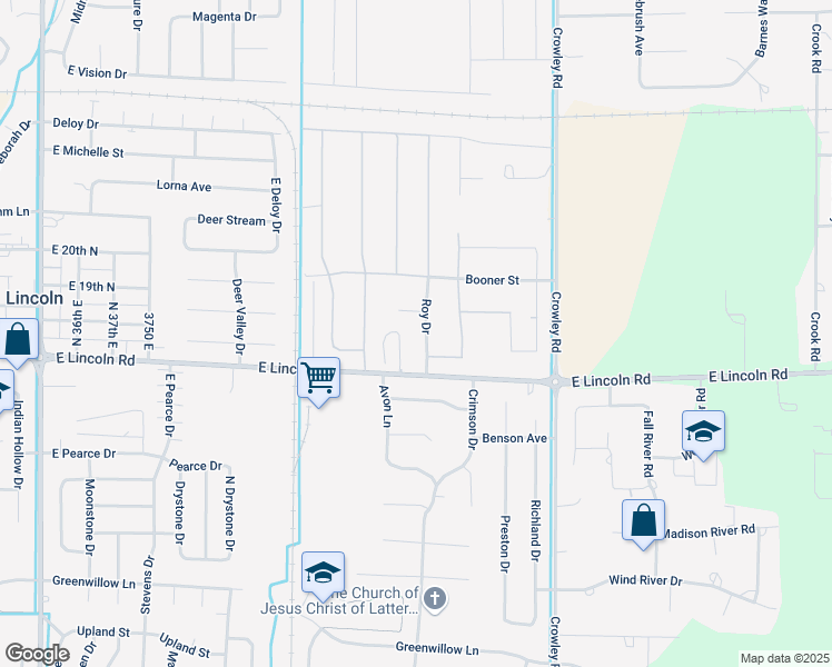 map of restaurants, bars, coffee shops, grocery stores, and more near 1825 Roy Drive in Idaho Falls
