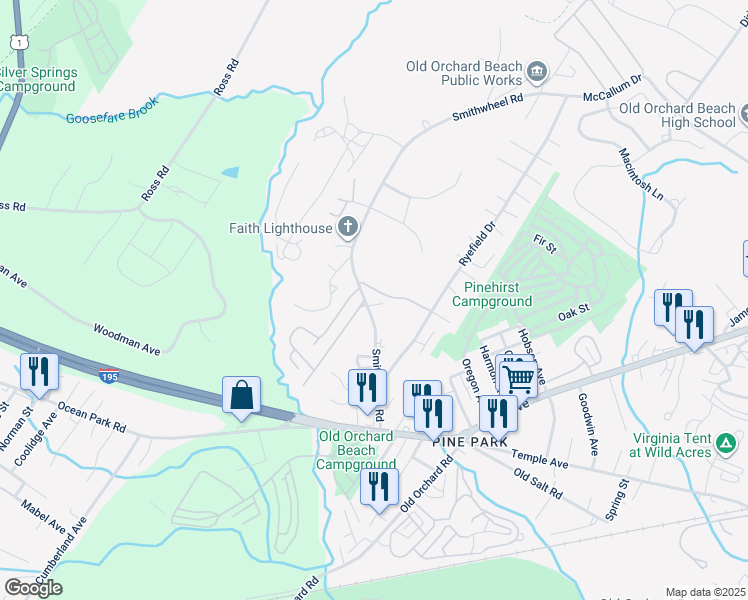 map of restaurants, bars, coffee shops, grocery stores, and more near 4 Goosefare Drive in Old Orchard Beach