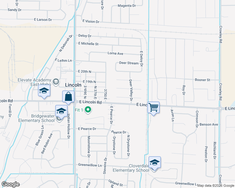 map of restaurants, bars, coffee shops, grocery stores, and more near 3789 Deer Run Drive in Idaho Falls
