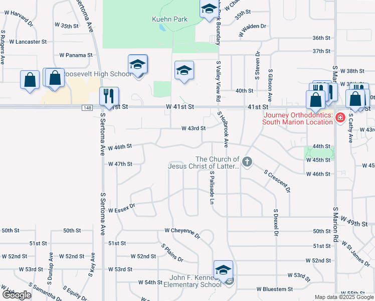 map of restaurants, bars, coffee shops, grocery stores, and more near 6201-6499 West 46th Street in Sioux Falls