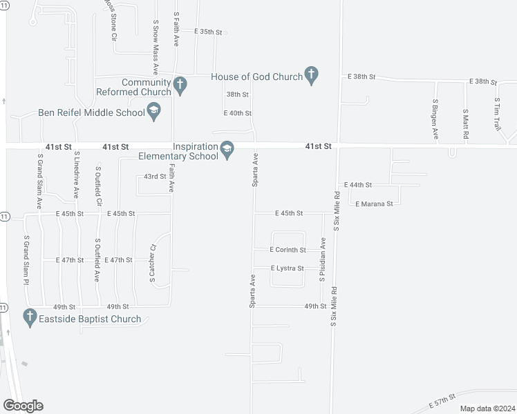 map of restaurants, bars, coffee shops, grocery stores, and more near 7200 East 45th Street in Sioux Falls