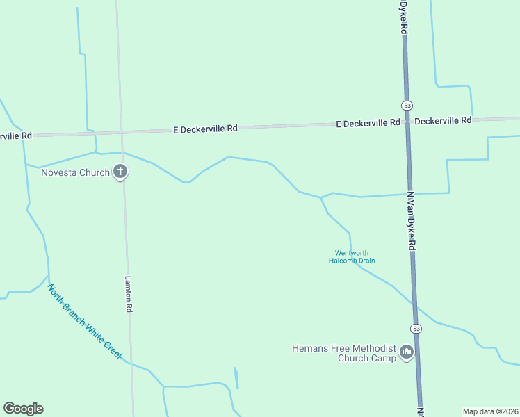 map of restaurants, bars, coffee shops, grocery stores, and more near 6755 East Deckerville Road in Decker