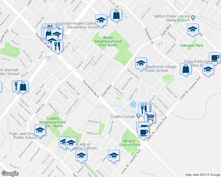 map of restaurants, bars, coffee shops, grocery stores, and more near 918 McNair Circle in Milton