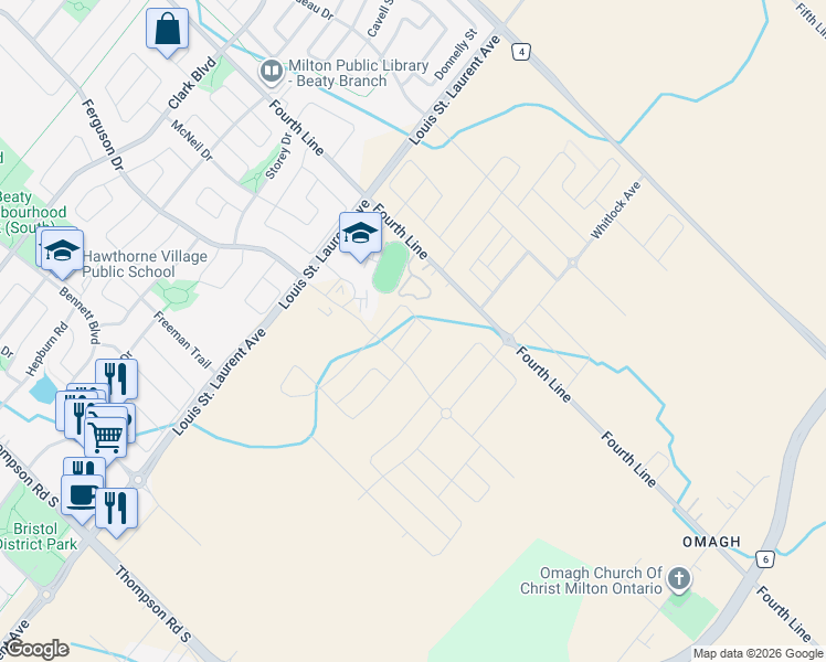 map of restaurants, bars, coffee shops, grocery stores, and more near 1363 Copley Court in Milton