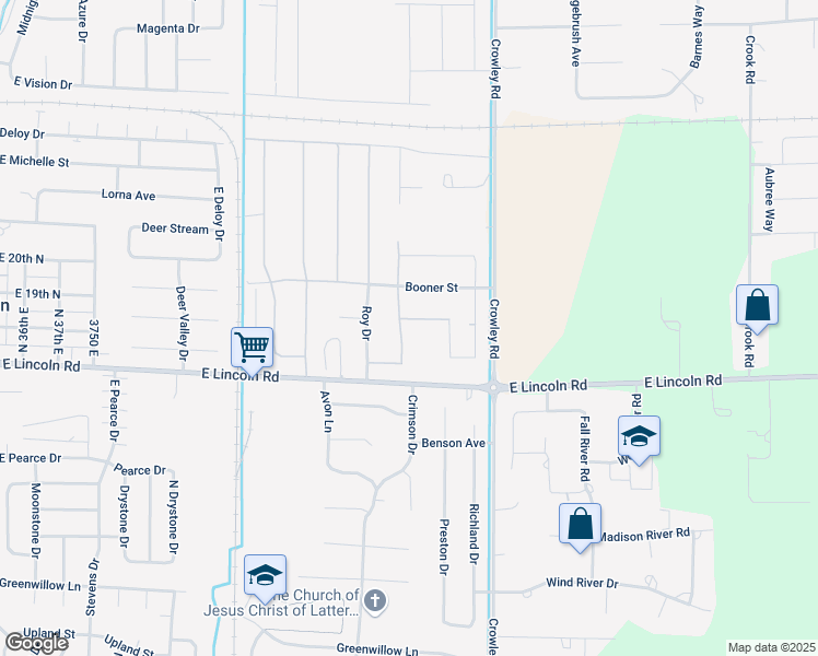 map of restaurants, bars, coffee shops, grocery stores, and more near 1859 North Oakbrook Road in Ammon