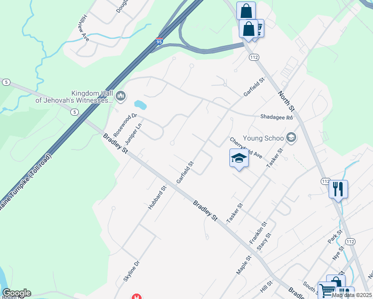 map of restaurants, bars, coffee shops, grocery stores, and more near 18A Garfield Street in Saco