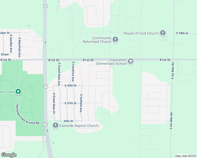 map of restaurants, bars, coffee shops, grocery stores, and more near 6721 East 44th Street in Sioux Falls