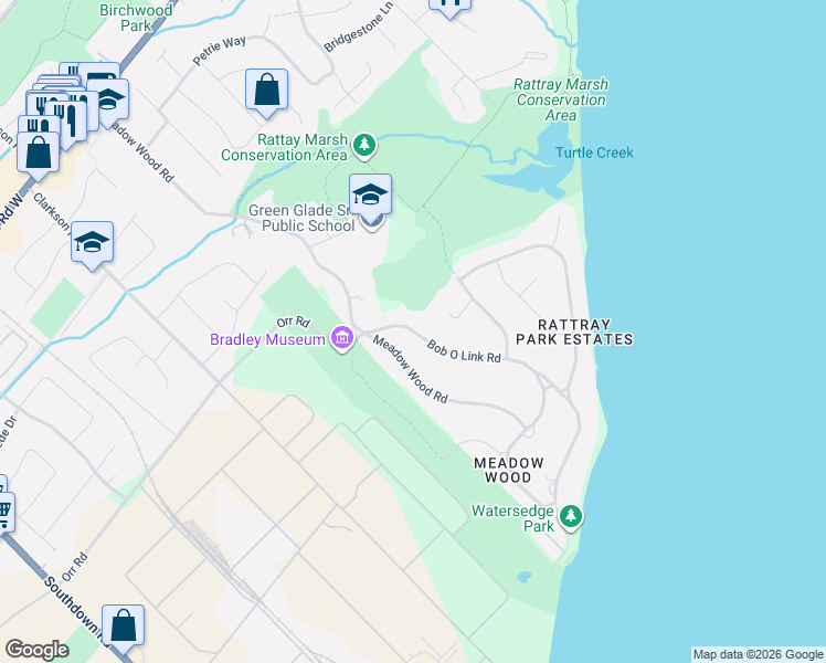 map of restaurants, bars, coffee shops, grocery stores, and more near 512 Bob O Link Road in Mississauga