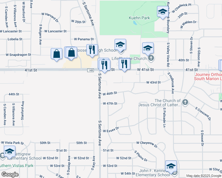 map of restaurants, bars, coffee shops, grocery stores, and more near 6607 West 43rd Street in Sioux Falls