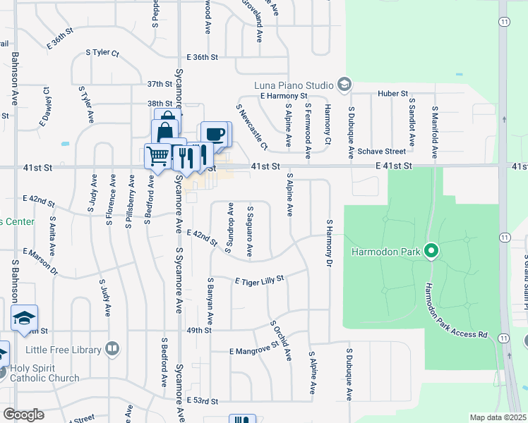 map of restaurants, bars, coffee shops, grocery stores, and more near 3201-3299 South Moonflower Avenue in Sioux Falls