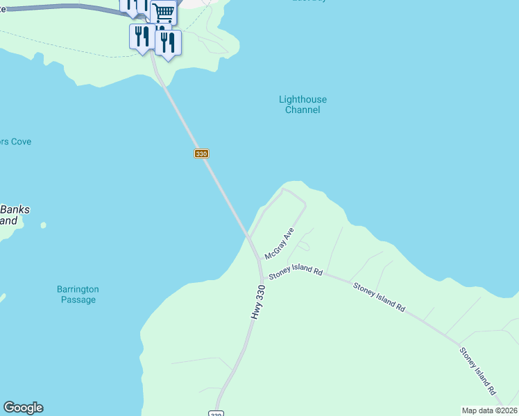 map of restaurants, bars, coffee shops, grocery stores, and more near 48 McGray Avenue in North East Point