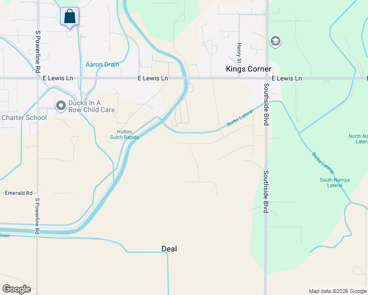 map of restaurants, bars, coffee shops, grocery stores, and more near 2517 East Lewis Lane in Nampa