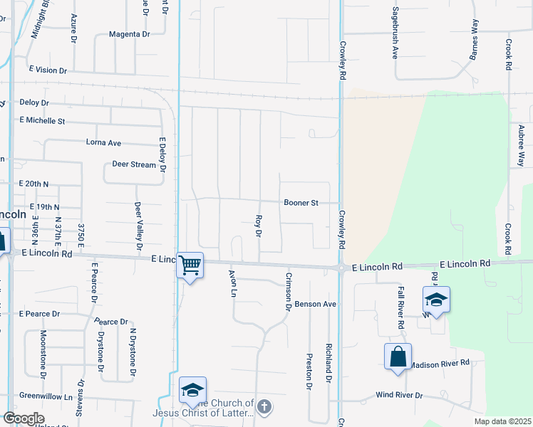 map of restaurants, bars, coffee shops, grocery stores, and more near 1980 Roy Drive in Idaho Falls
