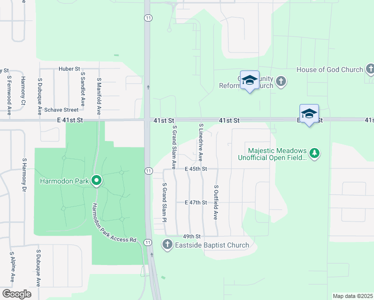 map of restaurants, bars, coffee shops, grocery stores, and more near 3501 South Linedrive Avenue in Sioux Falls
