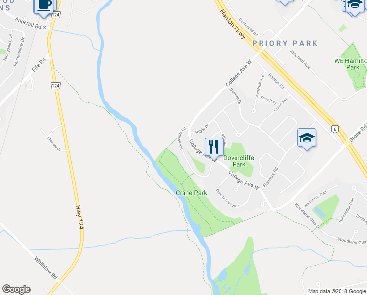 map of restaurants, bars, coffee shops, grocery stores, and more near 137 Dovercliffe Road in Guelph