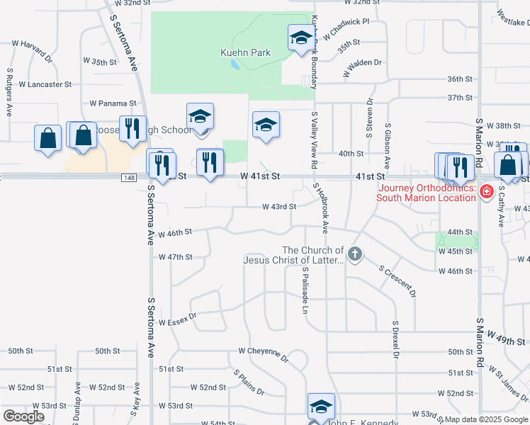 map of restaurants, bars, coffee shops, grocery stores, and more near 6205 West 43rd Street in Sioux Falls