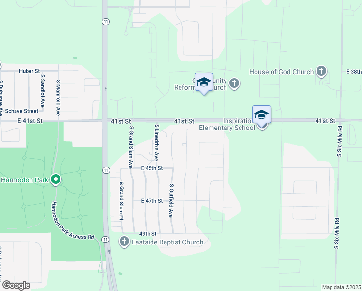map of restaurants, bars, coffee shops, grocery stores, and more near 6401 East 41st Street in Sioux Falls