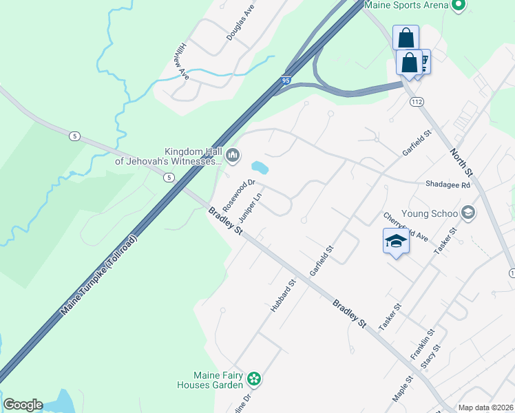 map of restaurants, bars, coffee shops, grocery stores, and more near 54 Rosewood Dr in Saco