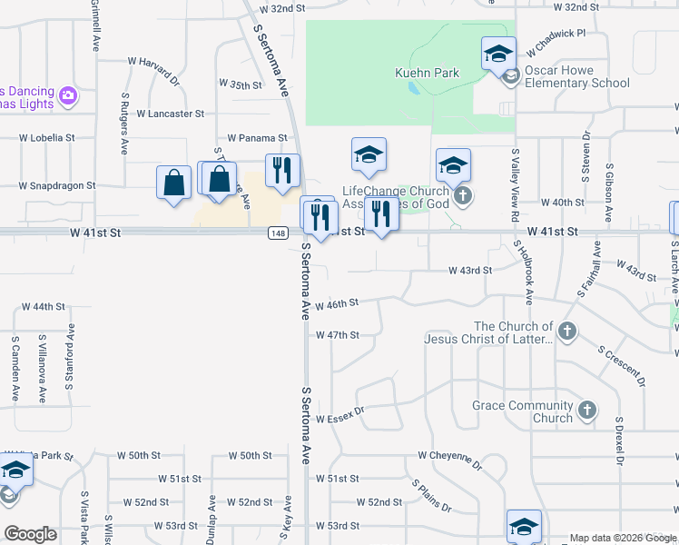 map of restaurants, bars, coffee shops, grocery stores, and more near 6615 West 43rd Street in Sioux Falls