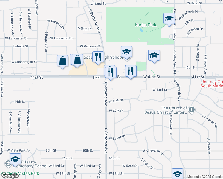 map of restaurants, bars, coffee shops, grocery stores, and more near 3506 South Sertoma Avenue in Sioux Falls