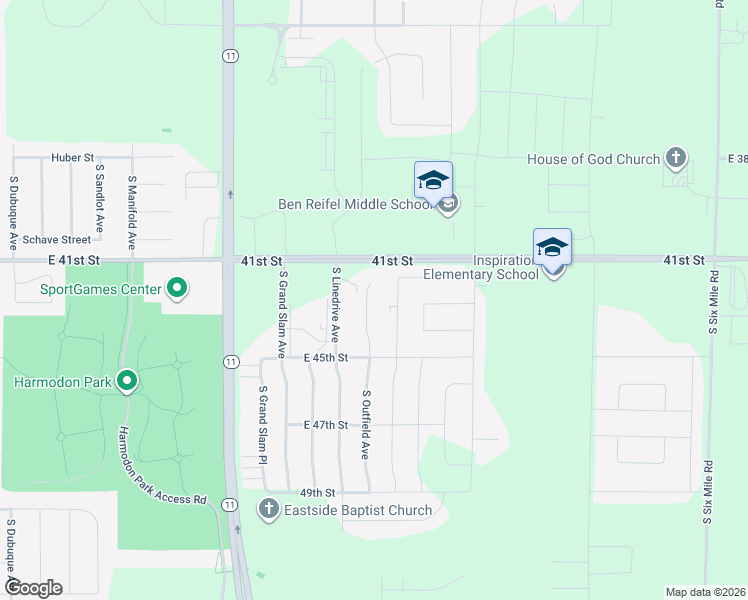map of restaurants, bars, coffee shops, grocery stores, and more near 6401 East 41st Street in Sioux Falls