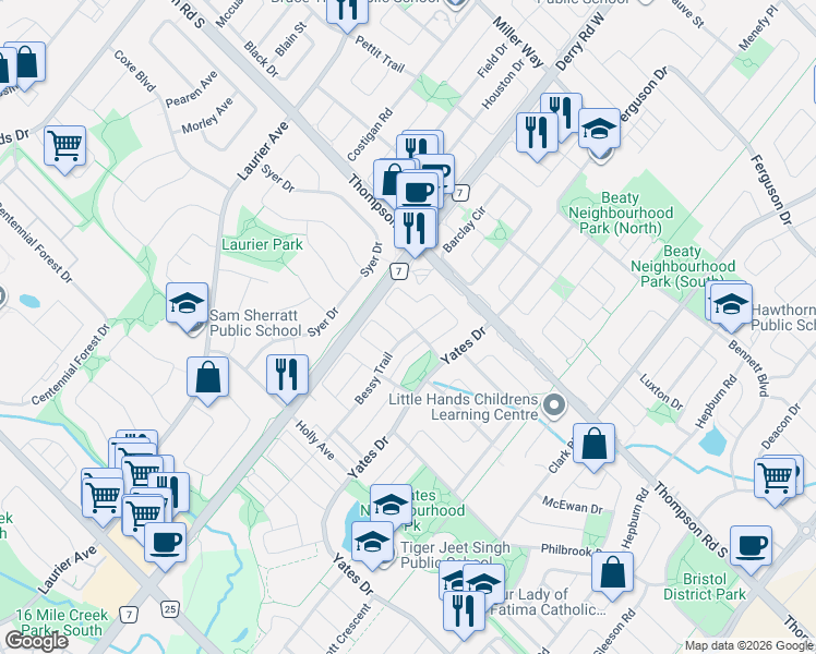 map of restaurants, bars, coffee shops, grocery stores, and more near 558 Hood Terrace in Milton