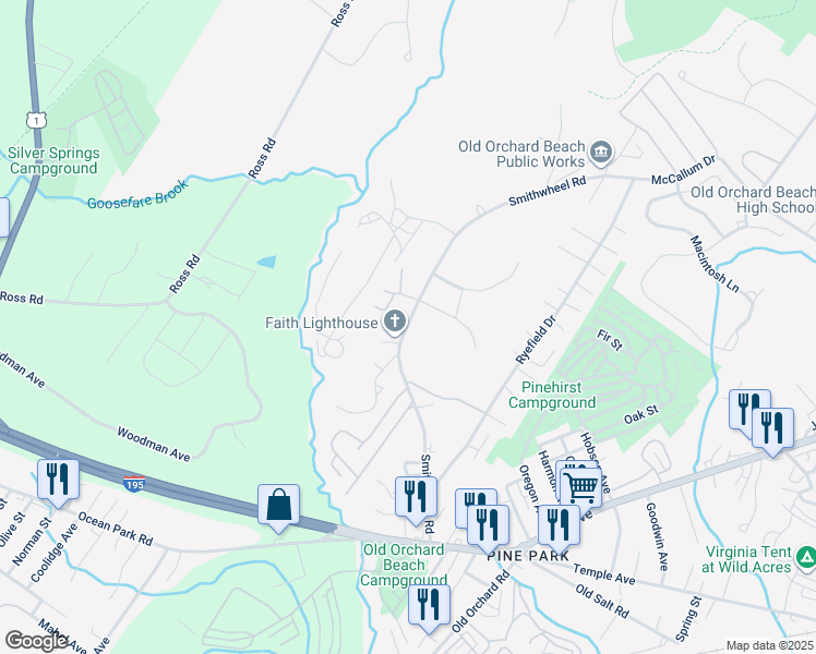 map of restaurants, bars, coffee shops, grocery stores, and more near 34 Smithwheel Road in Old Orchard Beach