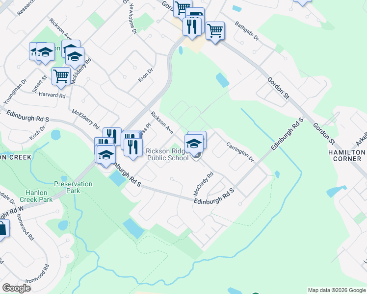 map of restaurants, bars, coffee shops, grocery stores, and more near in Guelph