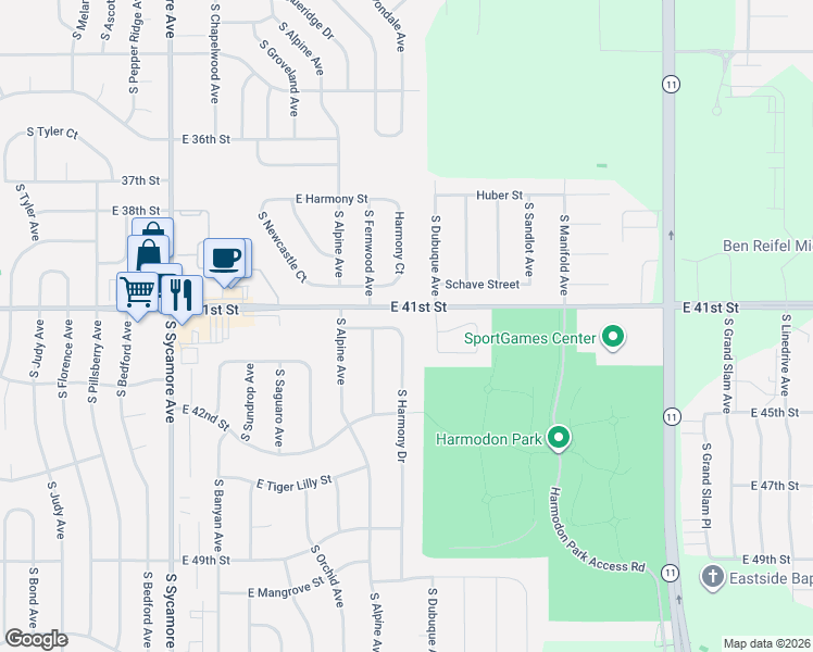 map of restaurants, bars, coffee shops, grocery stores, and more near 3221 South Dubuque Avenue in Sioux Falls