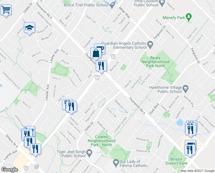 map of restaurants, bars, coffee shops, grocery stores, and more near 659 Hood Terrace in Milton
