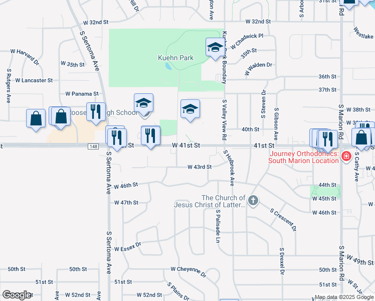 map of restaurants, bars, coffee shops, grocery stores, and more near 6300 West 41st Street in Sioux Falls
