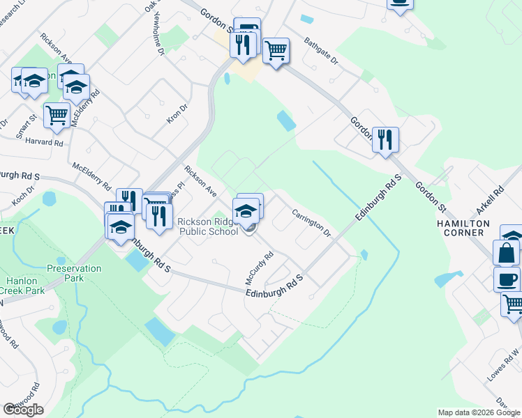 map of restaurants, bars, coffee shops, grocery stores, and more near 116 Lovett Lane in Guelph