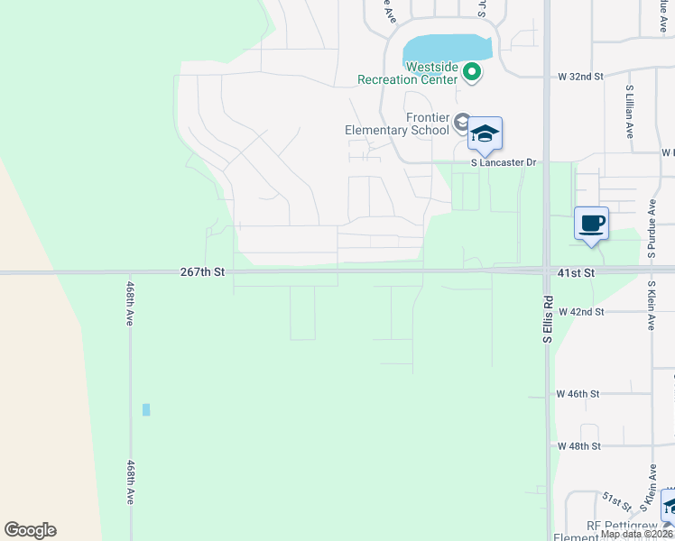 map of restaurants, bars, coffee shops, grocery stores, and more near 46851 267th Street in Sioux Falls