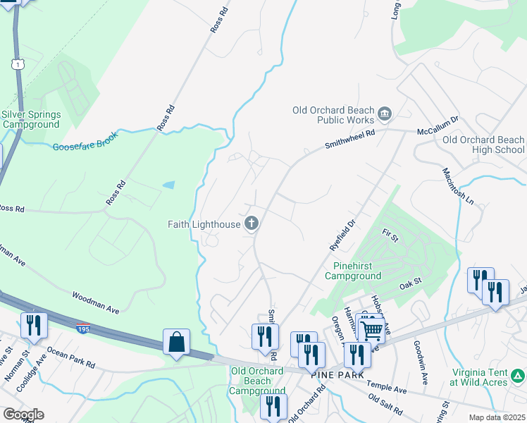 map of restaurants, bars, coffee shops, grocery stores, and more near 55 Smithwheel Road in Old Orchard Beach