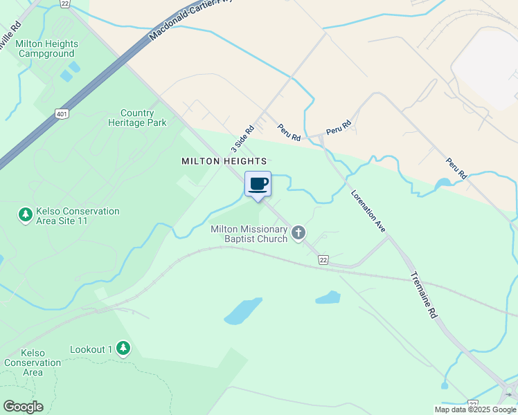 map of restaurants, bars, coffee shops, grocery stores, and more near 104 Tremaine Road in Milton