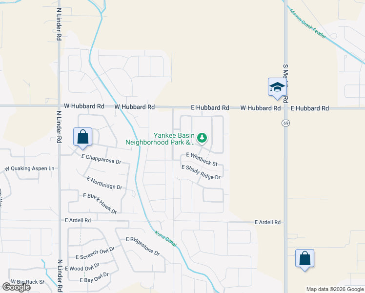 map of restaurants, bars, coffee shops, grocery stores, and more near 967 East Yankee Basin Drive in Kuna