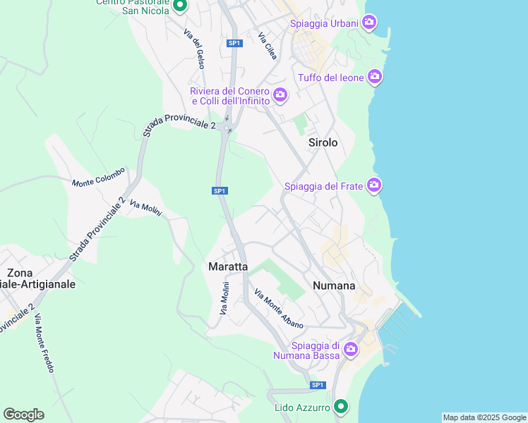 map of restaurants, bars, coffee shops, grocery stores, and more near 13 Via Buenos Ayres in Sirolo