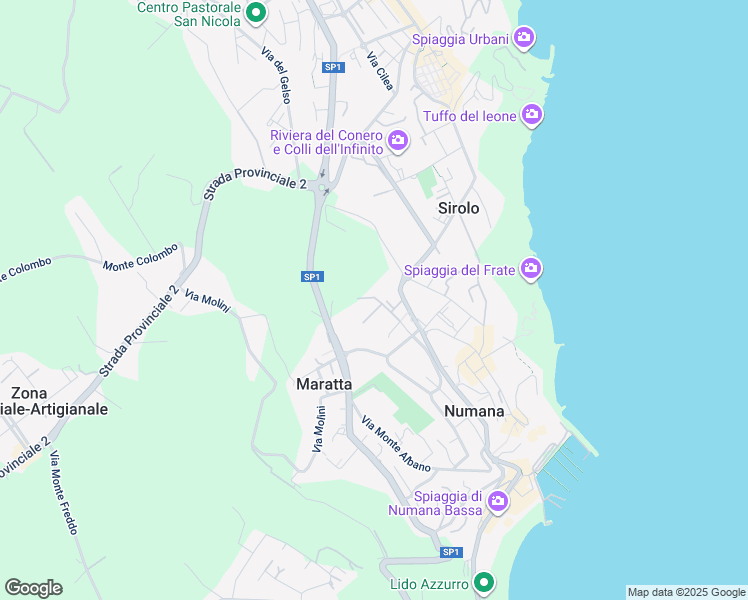 map of restaurants, bars, coffee shops, grocery stores, and more near 13 Via Buenos Aires in Sirolo