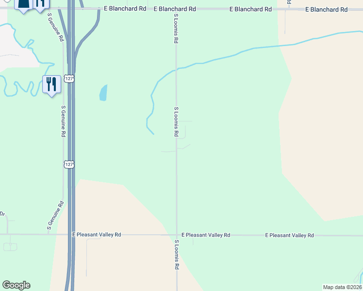 map of restaurants, bars, coffee shops, grocery stores, and more near 8651 South Loomis Road in Shepherd