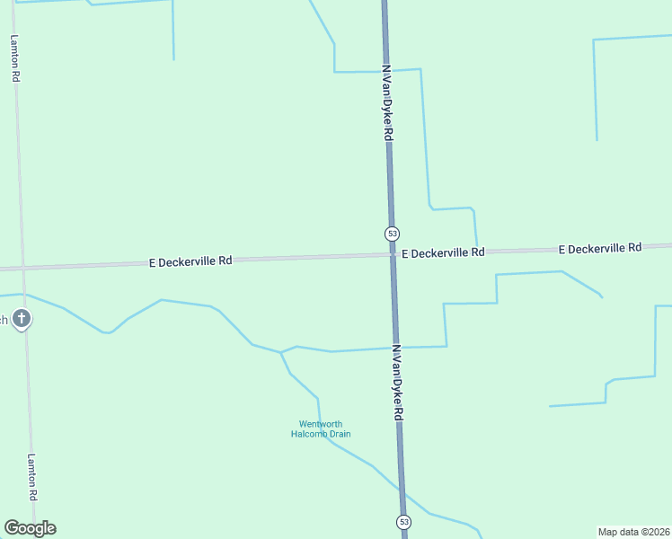 map of restaurants, bars, coffee shops, grocery stores, and more near 6586 East Deckerville Road in Decker