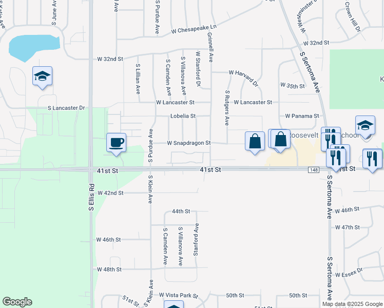 map of restaurants, bars, coffee shops, grocery stores, and more near West Boulder Creek Place in Sioux Falls