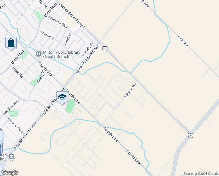 map of restaurants, bars, coffee shops, grocery stores, and more near 1226 Muskoka Heights in Milton
