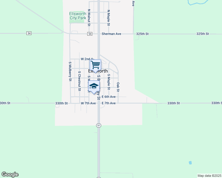 map of restaurants, bars, coffee shops, grocery stores, and more near 412 South Maple Street in Ellsworth