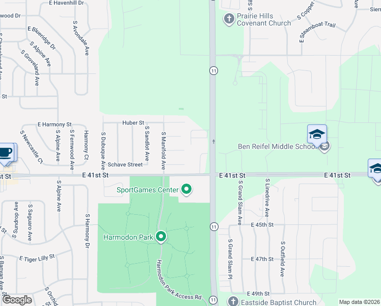 map of restaurants, bars, coffee shops, grocery stores, and more near 5720 East Meadow Oak Circle in Sioux Falls